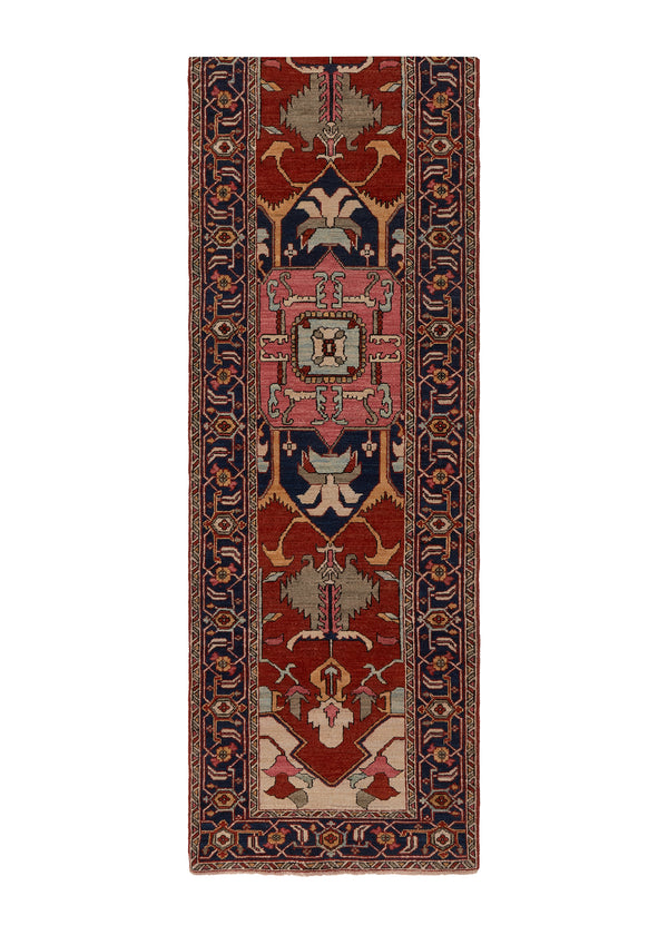 35360 Oriental Rug Pakistani Handmade Runner Transitional Tribal 2'8'' x 9'5'' -3x9- Blue Red Geometric Serapi Design