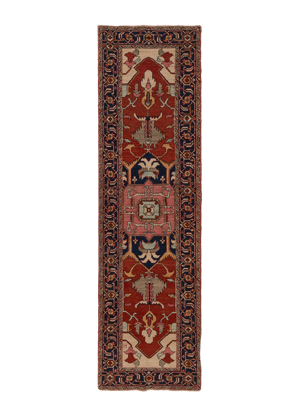 35364 Oriental Rug Pakistani Handmade Runner Transitional Tribal 2'8'' x 9'8'' -3x10- Red Blue Geometric Serapi Design