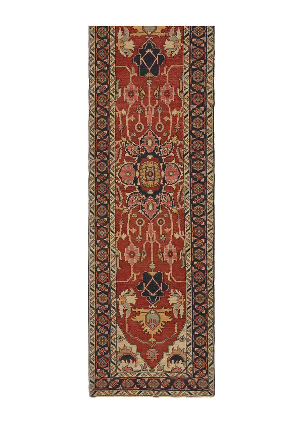 35365 Oriental Rug Pakistani Handmade Runner Transitional Tribal 2'9'' x 9'8'' -3x10- Red Blue Geometric Heriz Design