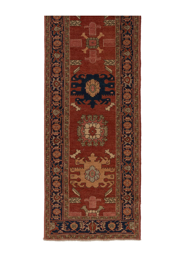 35368 Oriental Rug Pakistani Handmade Runner Transitional Tribal 3'3'' x 13'6'' -3x14- Red Geometric Serapi Design