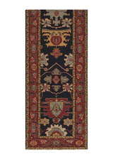 35375 Oriental Rug Pakistani Handmade Runner Transitional Tribal 3'2'' x 13'11'' -3x14- Blue Red Geometric Serapi Design
