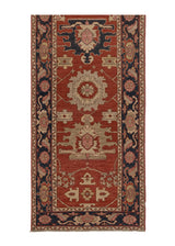 35378 Oriental Rug Pakistani Handmade Runner Transitional Tribal 3'3'' x 14'1'' -3x14- Red Geometric Serapi Design