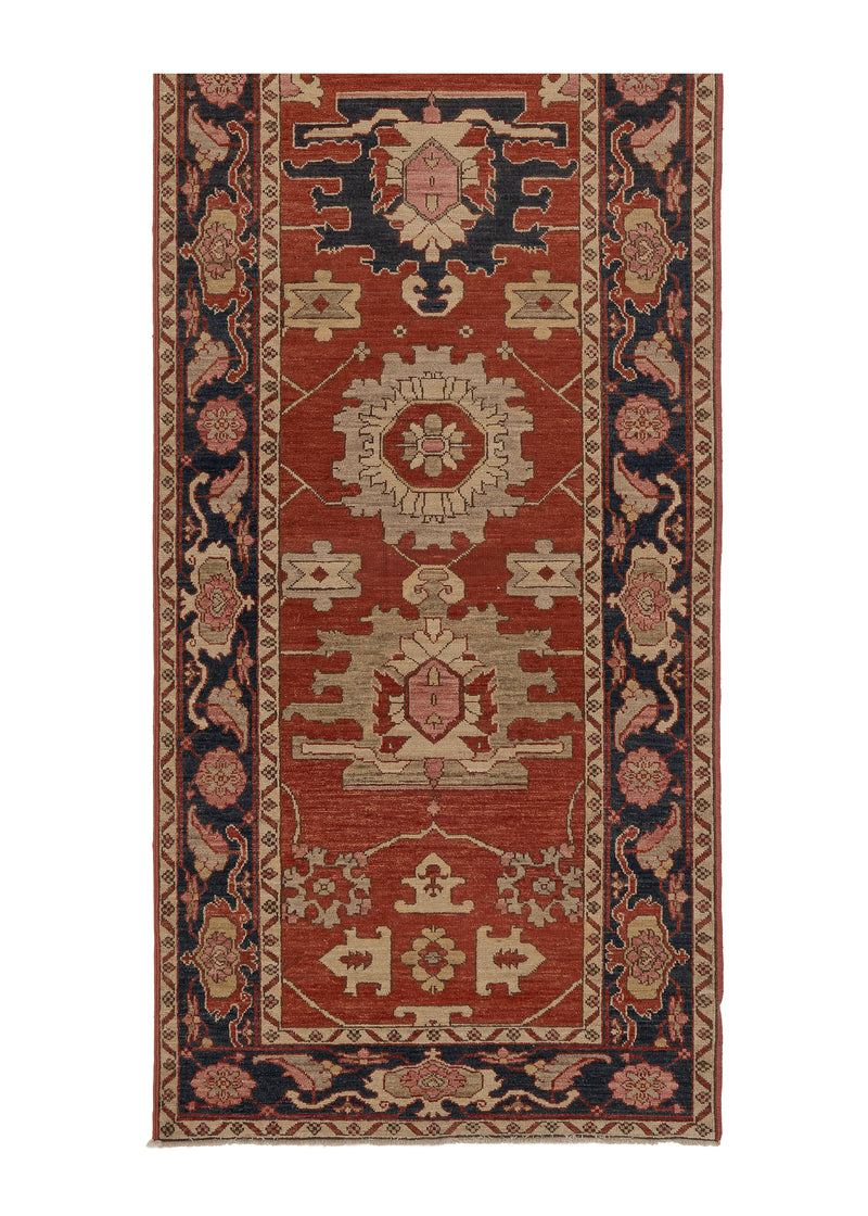 35378 Oriental Rug Pakistani Handmade Runner Transitional Tribal 3'3'' x 14'1'' -3x14- Red Geometric Serapi Design
