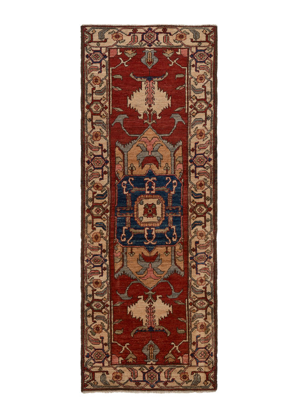 35381 Oriental Rug Pakistani Handmade Runner Transitional Tribal 2'4'' x 6'4'' -2x6- Red Geometric Serapi Design