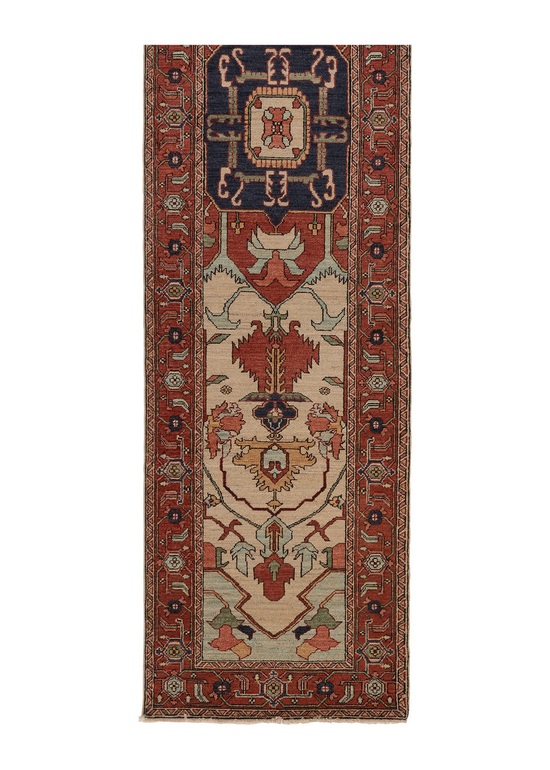 35382 Oriental Rug Pakistani Handmade Runner Transitional Tribal 2'8'' x 11'10'' -3x12- Red Geometric Serapi Design