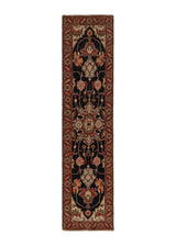 35386 Oriental Rug Pakistani Handmade Runner Transitional Tribal 1'11'' x 8'1'' -2x8- Red Black Geometric Serapi Design