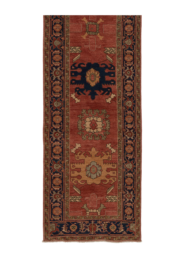 35392 Oriental Rug Pakistani Handmade Runner Transitional Tribal 3'3'' x 13'8'' -3x14- Red Geometric Serapi Design