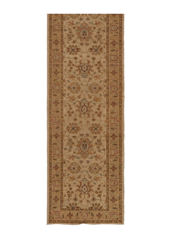 35403 Oriental Rug Pakistani Handmade Runner Transitional 2'9'' x 9'5'' -3x9- Whites Beige Floral Design