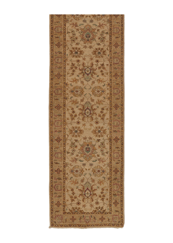 35404 Oriental Rug Pakistani Handmade Runner Transitional 2'8'' x 9'5'' -3x9- Whites Beige Floral Design