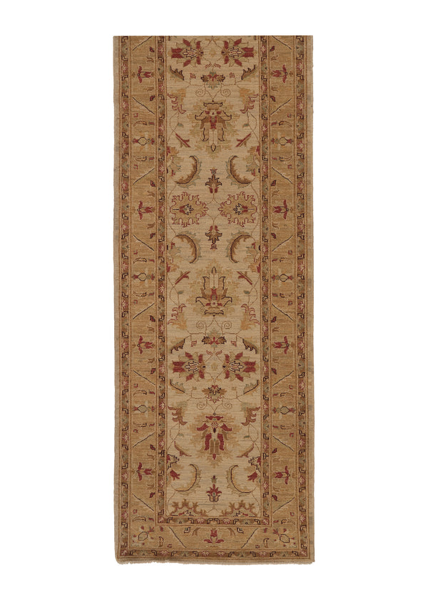 35412 Oriental Rug Pakistani Handmade Runner Transitional Neutral 2'9'' x 9'8'' -3x10- Whites Beige Oushak Design
