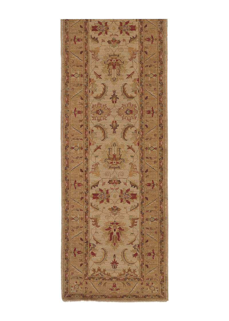 35412 Oriental Rug Pakistani Handmade Runner Transitional Neutral 2'9'' x 9'8'' -3x10- Whites Beige Oushak Design