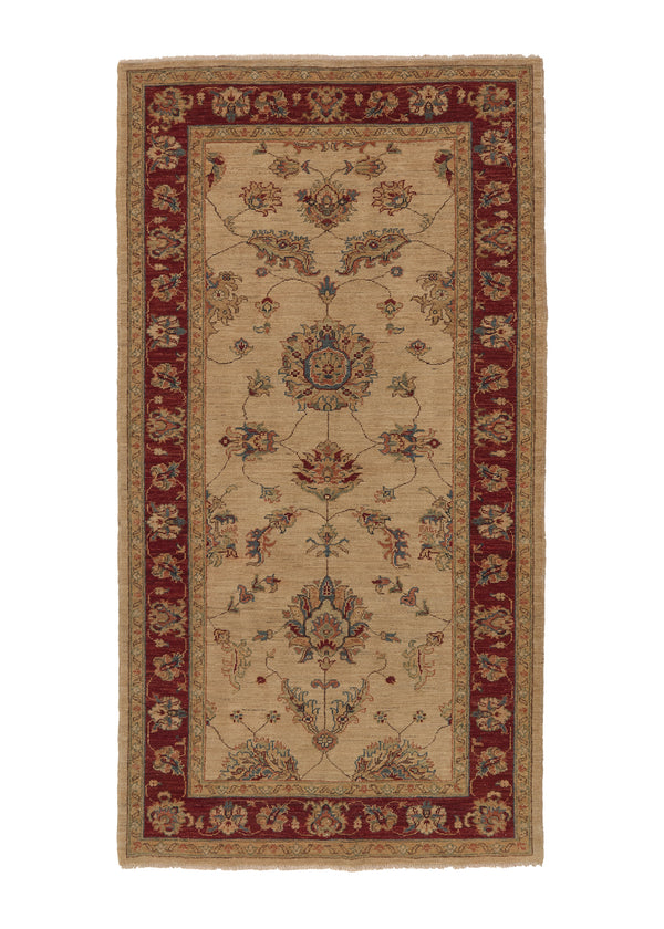 35415 Oriental Rug Pakistani Handmade Area Transitional 3'4'' x 6'5'' -3x6- Red Whites Beige Oushak Design