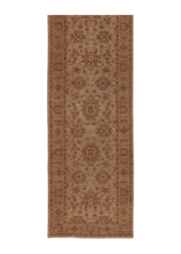35416 Oriental Rug Pakistani Handmade Runner Transitional Neutral 2'8'' x 9'6'' -3x10- Whites Beige Floral Oushak Design