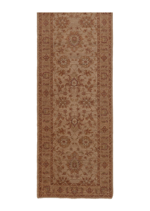 35418 Oriental Rug Pakistani Handmade Runner Transitional Neutral 2'9'' x 9'6'' -3x10- Whites Beige Floral Oushak Design