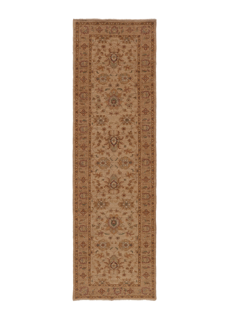 35419 Oriental Rug Pakistani Handmade Runner Transitional Neutral 2'8'' x 9'2'' -3x9- Whites Beige Floral Oushak Design