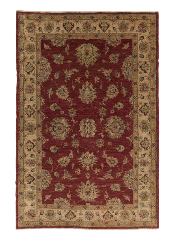 35420 Oriental Rug Pakistani Handmade Area Transitional 4'1'' x 6'3'' -4x6- Red Yellow Gold Oushak Design