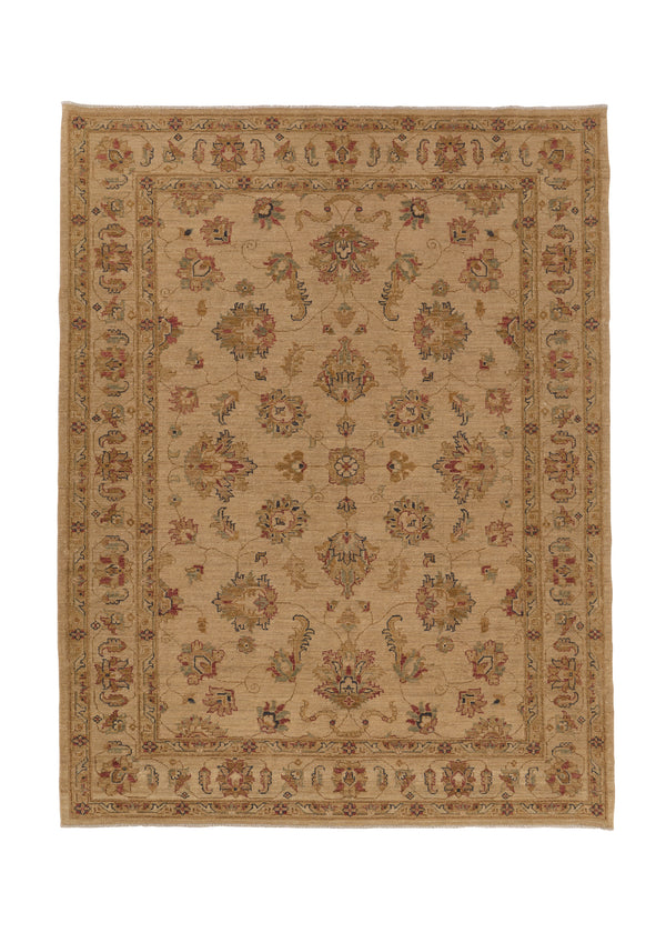 35422 Oriental Rug Pakistani Handmade Area Transitional 5'1'' x 6'7'' -5x7- Yellow Gold Whites Beige Floral Oushak Design