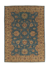 35423 Oriental Rug Pakistani Handmade Area Transitional 4'2'' x 5'11'' -4x6- Blue Whites Beige Yellow Gold Oushak Design