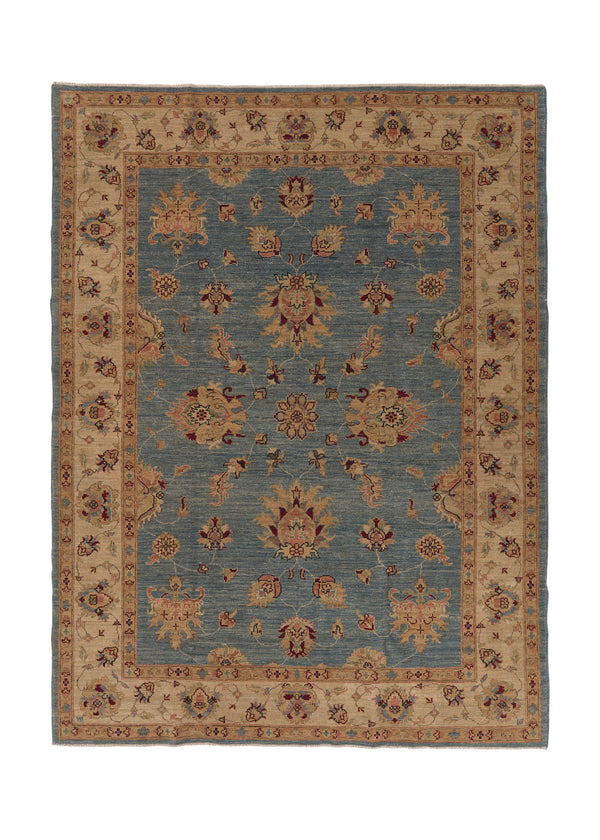 35436 Oriental Rug Pakistani Handmade Area Transitional 5'1'' x 6'8'' -5x7- Blue Whites Beige Floral Oushak Design