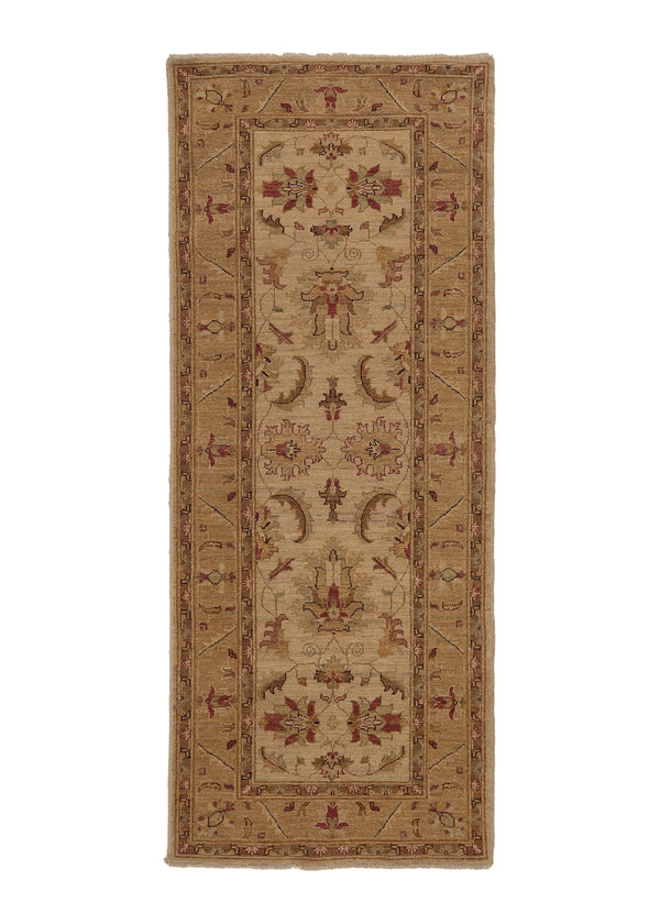 35438 Oriental Rug Pakistani Handmade Runner Transitional 2'8'' x 6'8'' -3x7- Whites Beige Floral Serapi Design