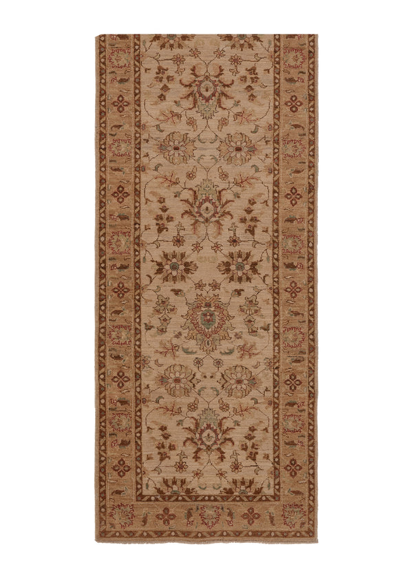 35440 Oriental Rug Pakistani Handmade Runner Transitional Neutral 2'8'' x 9'4'' -3x9- Whites Beige Floral Oushak Design