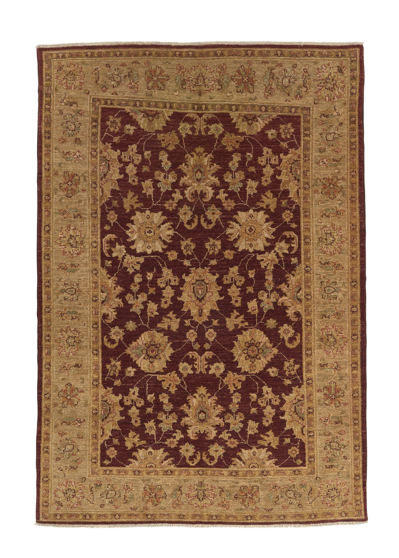 35446 Oriental Rug Pakistani Handmade Area Transitional 4'1'' x 5'11'' -4x6- Yellow Gold Red Floral Design