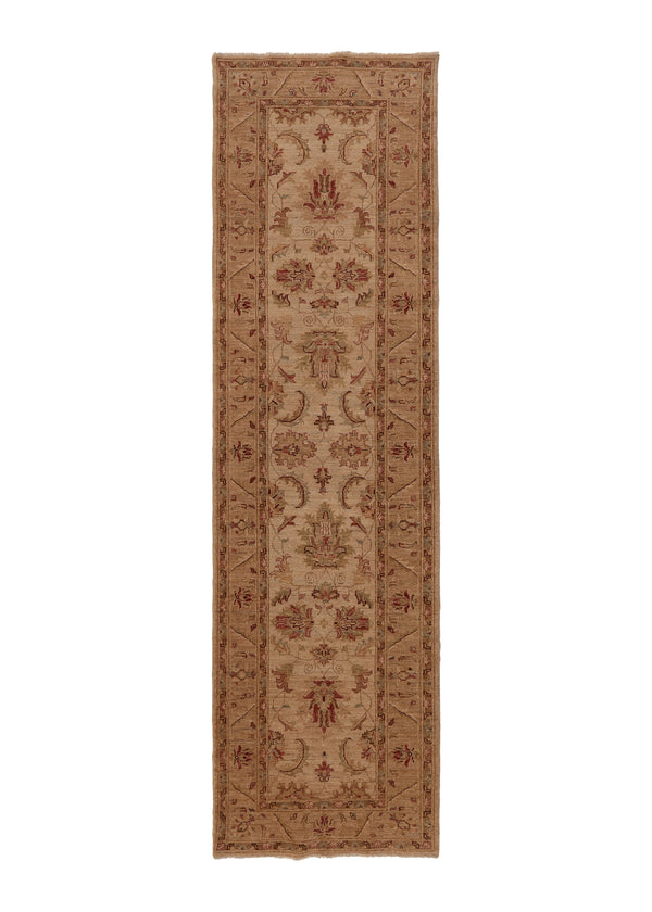 35447 Oriental Rug Pakistani Handmade Runner Transitional Neutral 2'9'' x 9'9'' -3x10- Whites Beige Floral Oushak Design