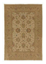 35452 Oriental Rug Pakistani Handmade Area Transitional 6'6'' x 9'6'' -7x10- Yellow Gold Whites Beige Oushak Design