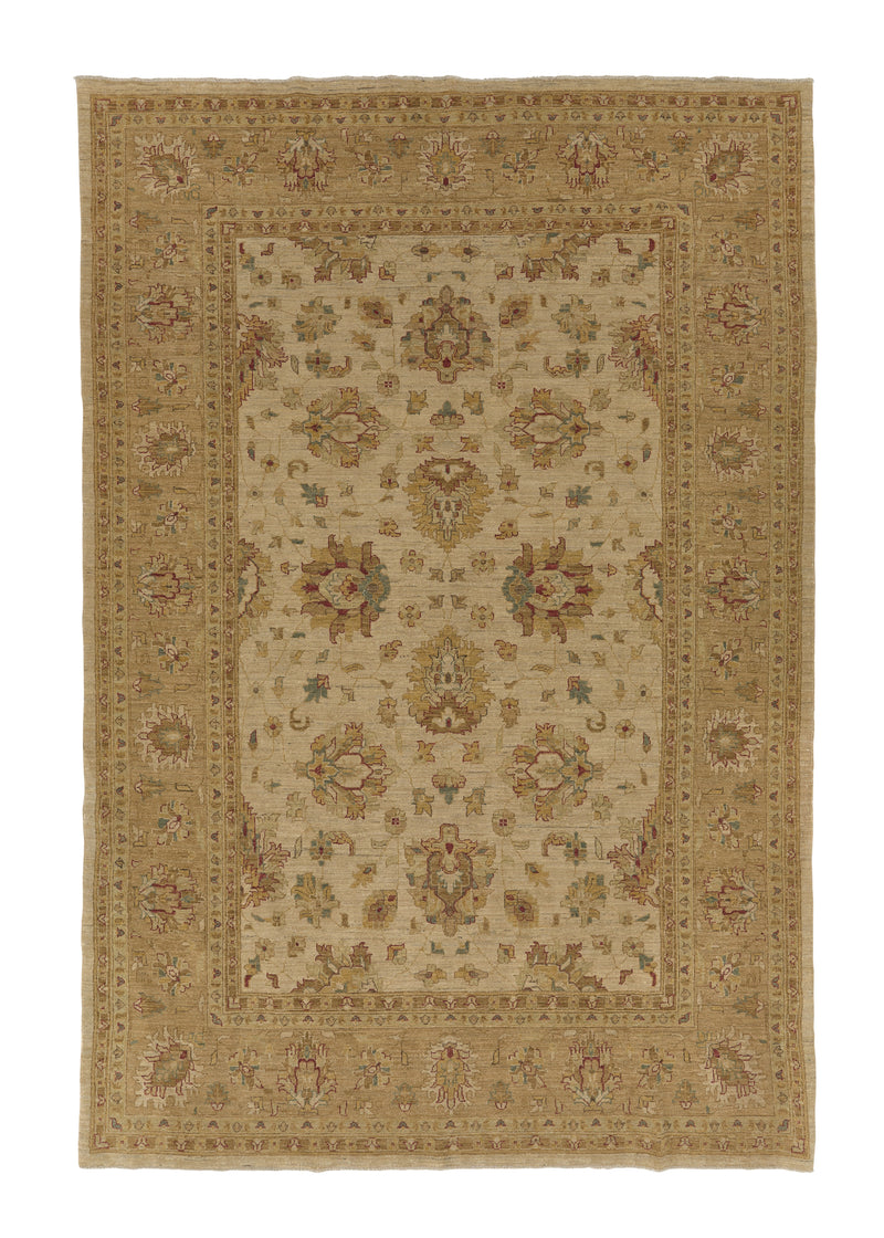 35452 Oriental Rug Pakistani Handmade Area Transitional 6'6'' x 9'6'' -7x10- Yellow Gold Whites Beige Oushak Design