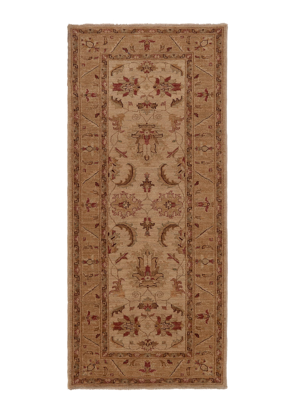 35453 Oriental Rug Pakistani Handmade Runner Transitional 2'8'' x 6'8'' -3x7- Whites Beige Floral Oushak Design
