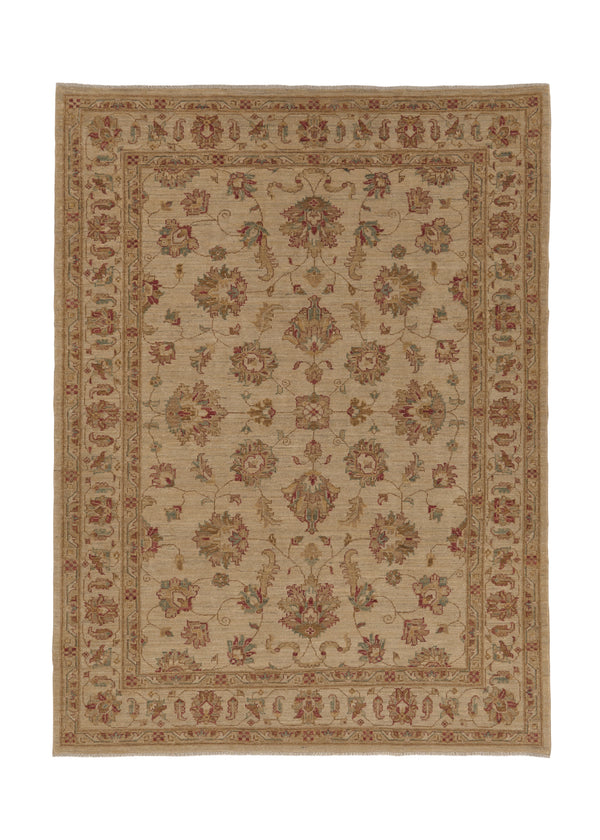 35456 Oriental Rug Pakistani Handmade Area Transitional 6'7'' x 5'0'' -7x5- Whites Beige Yellow Gold Floral Oushak Design