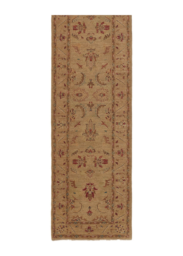 35461 Oriental Rug Pakistani Handmade Runner Transitional Neutral 2'9'' x 9'10'' -3x10- Whites Beige Floral Oushak Design