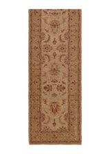 35462 Oriental Rug Pakistani Handmade Runner Transitional Neutral 2'9'' x 10'1'' -3x10- Whites Beige Floral Oushak Design