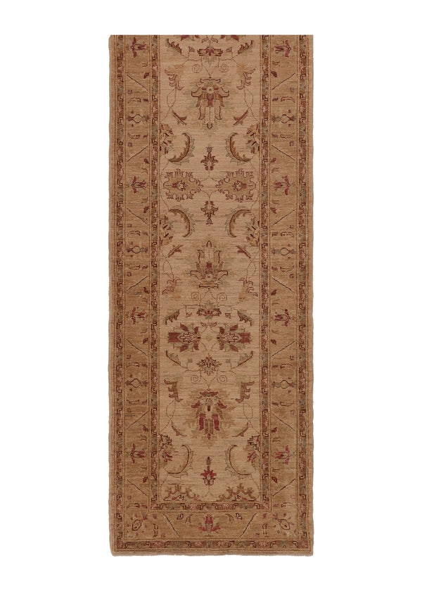 35462 Oriental Rug Pakistani Handmade Runner Transitional Neutral 2'9'' x 10'1'' -3x10- Whites Beige Floral Oushak Design