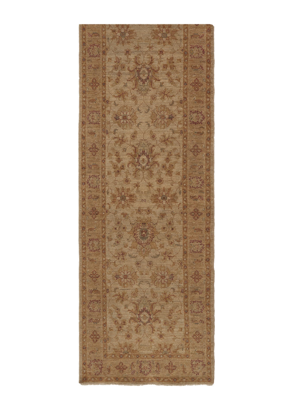 35463 Oriental Rug Pakistani Handmade Runner Transitional 2'8'' x 10'5'' -3x10- Whites Beige Floral Oushak Design