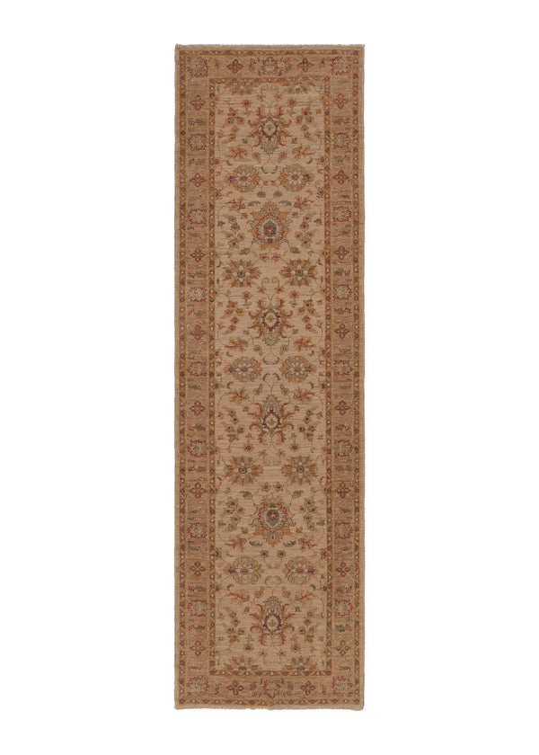 35464 Oriental Rug Pakistani Handmade Runner Transitional 2'10'' x 9'7'' -3x10- Whites Beige Floral Oushak Design