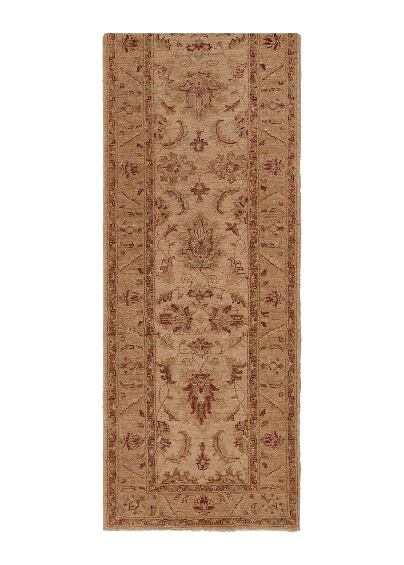 35465 Oriental Rug Pakistani Handmade Runner Transitional Neutral 2'7'' x 9'9'' -3x10- Whites Beige Floral Oushak Design