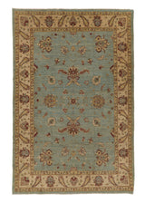 35468 Oriental Rug Pakistani Handmade Area Transitional 5'10'' x 8'9'' -6x9- Blue Whites Beige Oushak Design