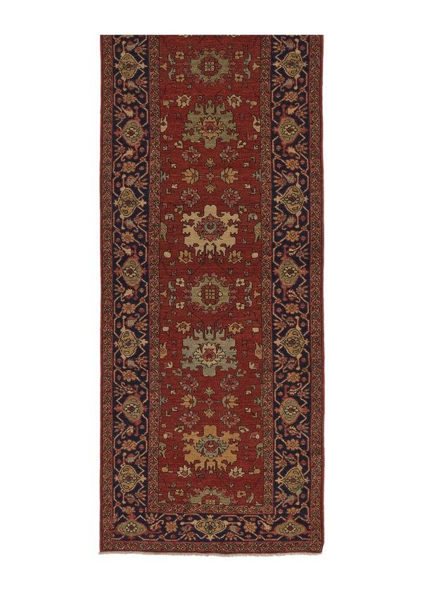 35472 Oriental Rug Pakistani Handmade Runner Transitional Tribal 3'1'' x 13'9'' -3x14- Red Blue Floral Serapi Design