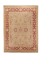 35481 Oriental Rug Pakistani Handmade Area Transitional 8'8'' x 12'5'' -9x12- Red Whites Beige Oushak Design