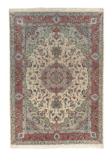 35496 Persian Rug Tabriz Handmade Area Traditional 6'7'' x 9'11'' -7x10- Pink Whites Beige Naghsh Floral Design