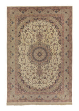 35510 Persian Rug Tabriz Handmade Area Traditional 6'8'' x 10'0'' -7x10- Whites Beige Pink Naghsh Floral Design