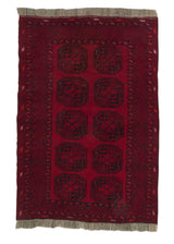 35513 Oriental Rug Afghan Handmade Area Tribal 4'0'' x 6'2'' -4x6- Red Bokhara Design