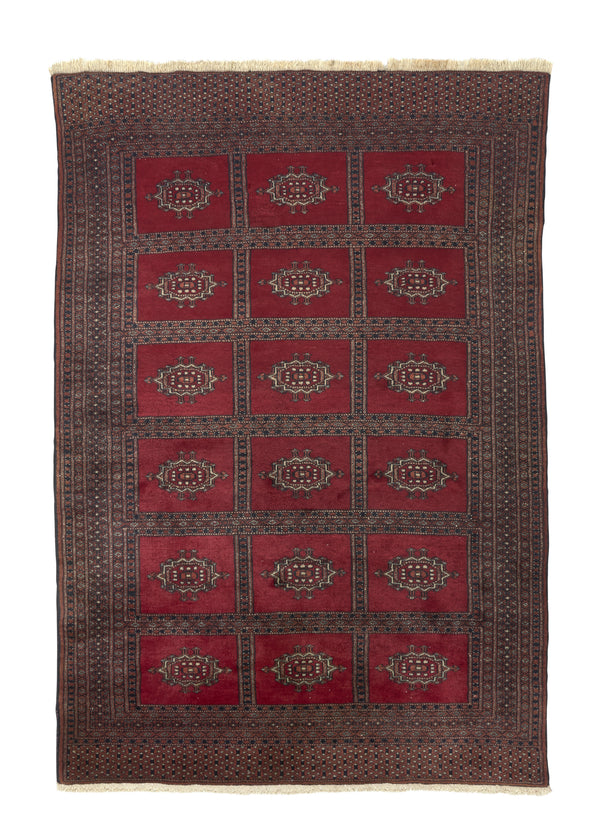 35514 Oriental Rug Pakistani Handmade Area Tribal 4'2'' x 6'0'' -4x6- Red Bokhara Design