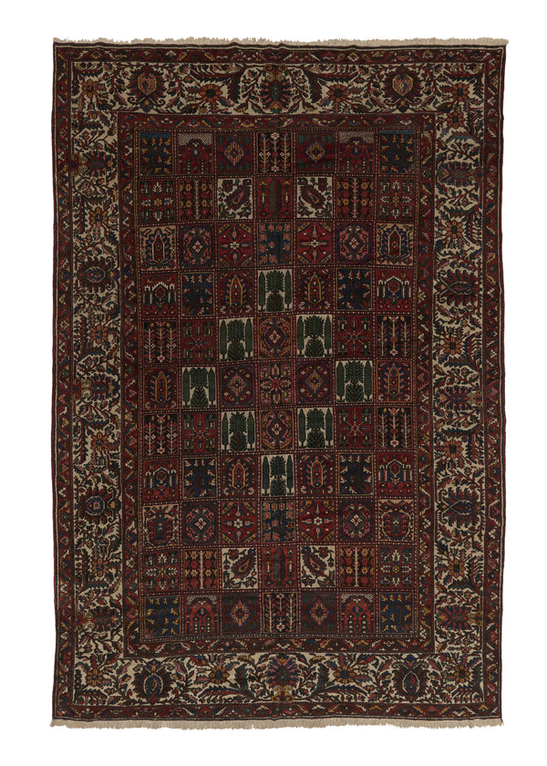 35523 Persian Rug Bakhtiari Handmade Area Tribal 11'2'' x 16'3'' -11x16- Red Green Garden Design