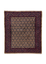 35527 Persian Rug Golpa Handmade Area Square Tribal 4'3'' x 4'7'' -4x5- Whites Beige Blue Geometric Design