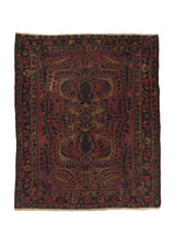 35535 Persian Rug Lilihan Handmade Area Antique Traditional 5'0'' x 5'11'' -5x6- Red Blue Floral Design