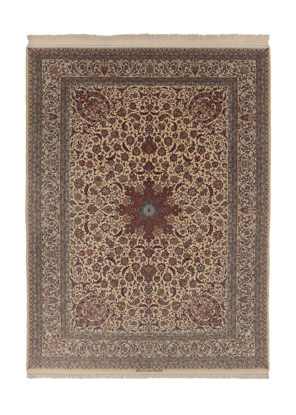 35538 Persian Rug Isfahan Handmade Area Traditional 9'7'' x 13'3'' -10x13- Whites Beige Red Floral Design