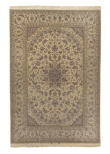 35539 Persian Rug Isfahan Handmade Area Traditional 6'7'' x 9'11'' -7x10- Whites Beige Floral Design