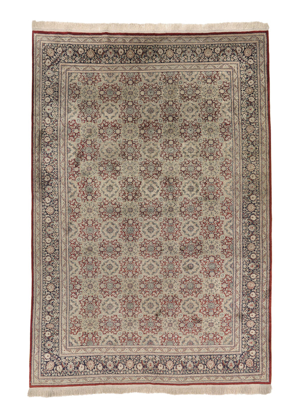 35541 Oriental Rug Chinese Handmade Area Traditional 6'0'' x 8'10'' -6x9- Red Whites Beige Floral Design